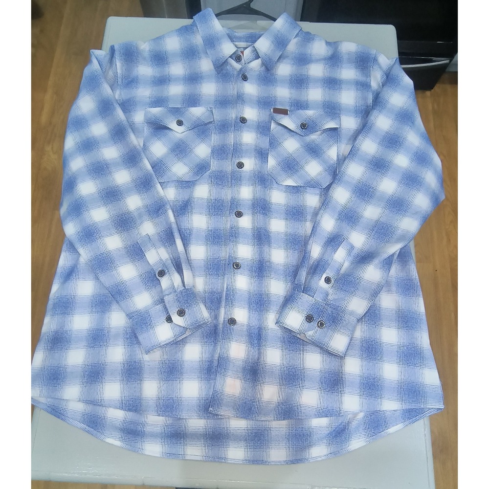 Dixxon Lanukai Blue White Flannel Long Sleeve Button up Shirt 3xl - Picture 3 of 9